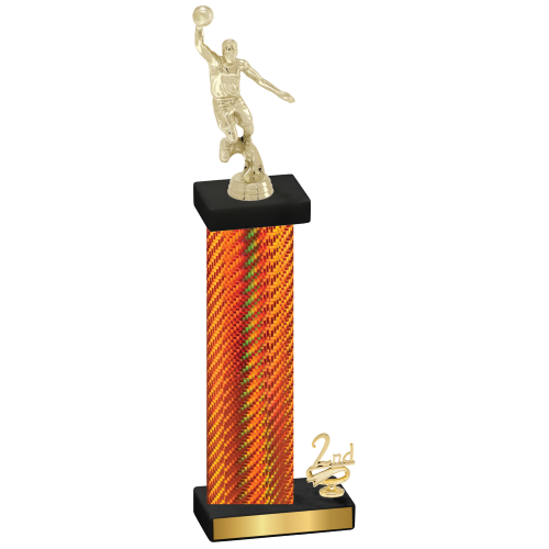 Accented Single Orange Carbon Fiber Second Place Basketball Trophy