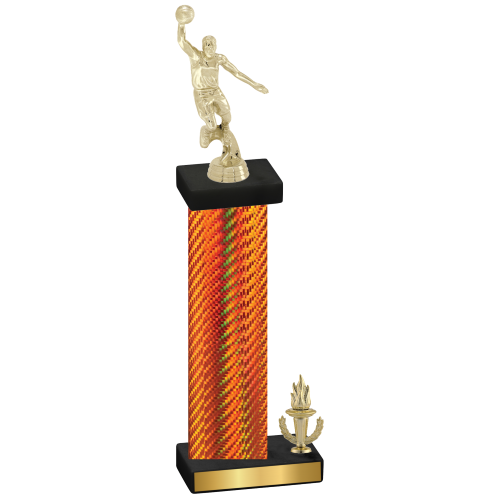 Accented Single Orange Carbon Fiber Victory Basketball Trophy