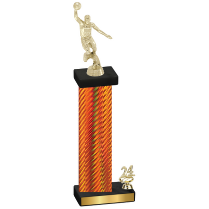 Accented Single Orange Carbon Fiber Year Basketball Trophy