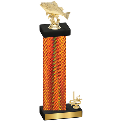 Accented Single Orange Carbon Fiber First Place Fishing Trophy