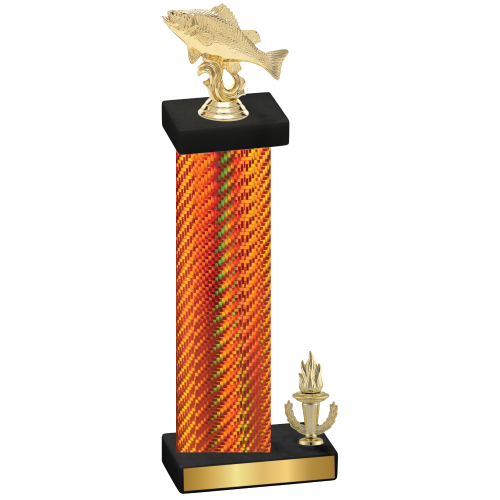 Accented Single Orange Carbon Fiber Victory Fishing Trophy