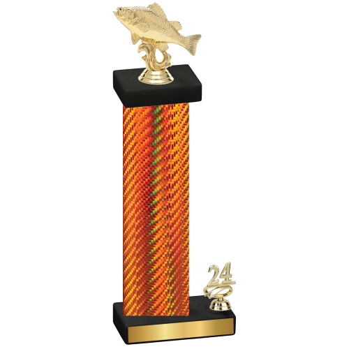 Accented Single Orange Carbon Fiber Year Fishing Trophy