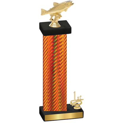 Accented Single Orange Carbon Fiber First Place Fishing Trophy