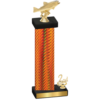 Accented Single Orange Carbon Fiber Second Place Fishing Trophy