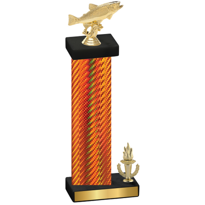 Accented Single Orange Carbon Fiber Victory Fishing Trophy