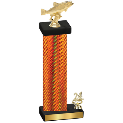 Accented Single Orange Carbon Fiber Year Fishing Trophy