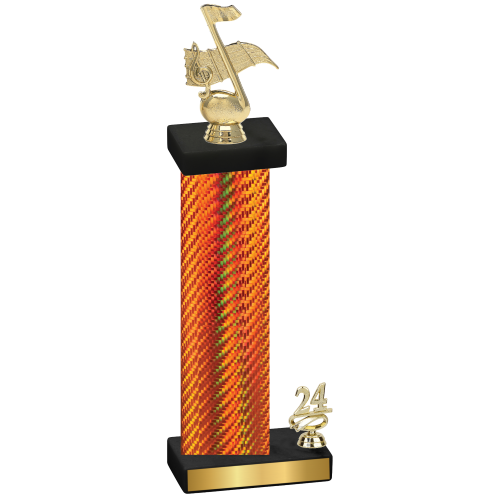 Accented Single Orange Carbon Fiber Year Music Trophy