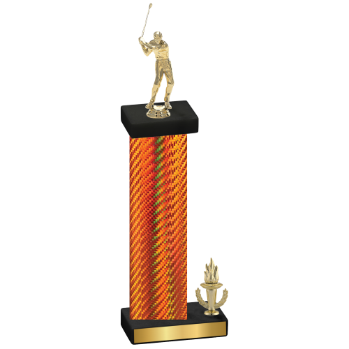 Accented Single Orange Carbon Fiber Victory Golf Trophy