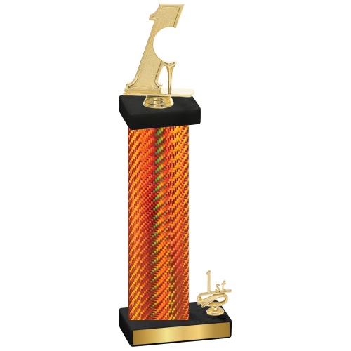 Accented Single Orange Carbon Fiber First Place Golf Trophy