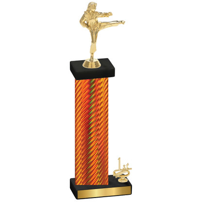 Accented Single Orange Carbon Fiber First Place Karate Trophy