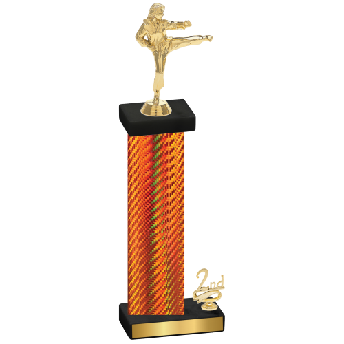 Accented Single Orange Carbon Fiber Second Place Karate Trophy