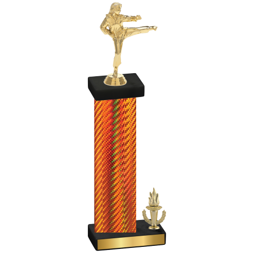 Accented Single Orange Carbon Fiber Victory Karate Trophy