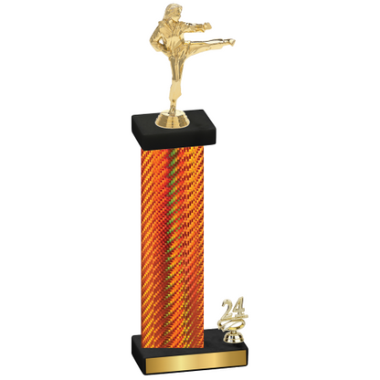 Accented Single Orange Carbon Fiber Year Karate Trophy