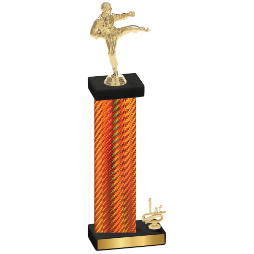 Accented Single Orange Carbon Fiber First Place Karate Trophy