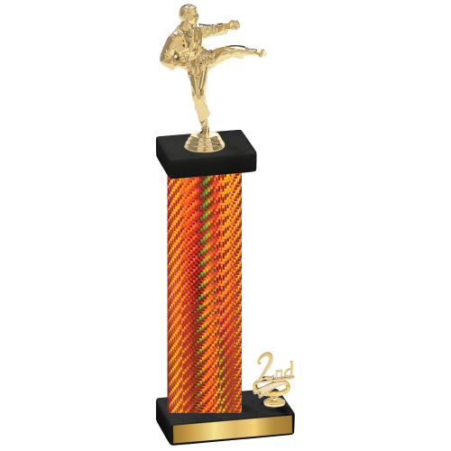 Accented Single Orange Carbon Fiber Second Place Karate Trophy