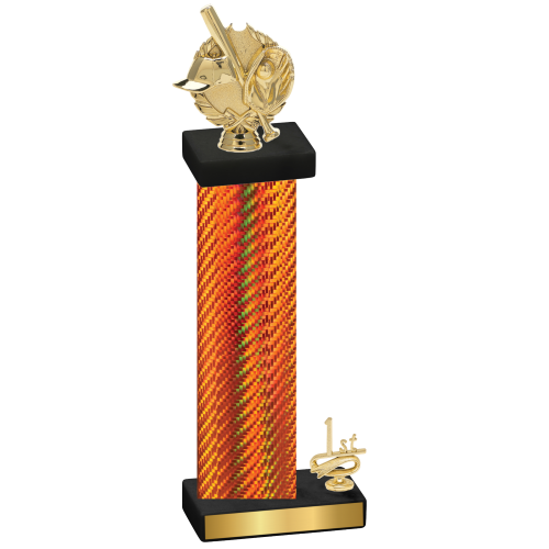 Accented Single Orange Carbon Fiber First Place Baseball Trophy