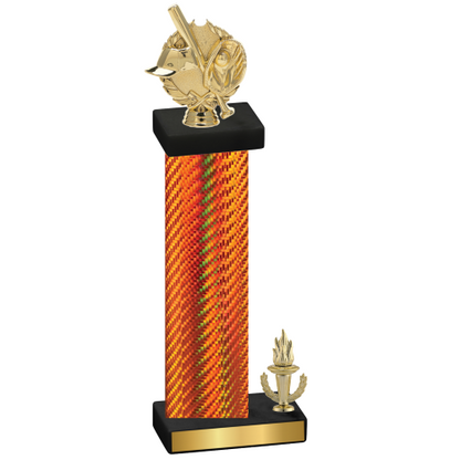 Accented Single Orange Carbon Fiber Victory Baseball Trophy