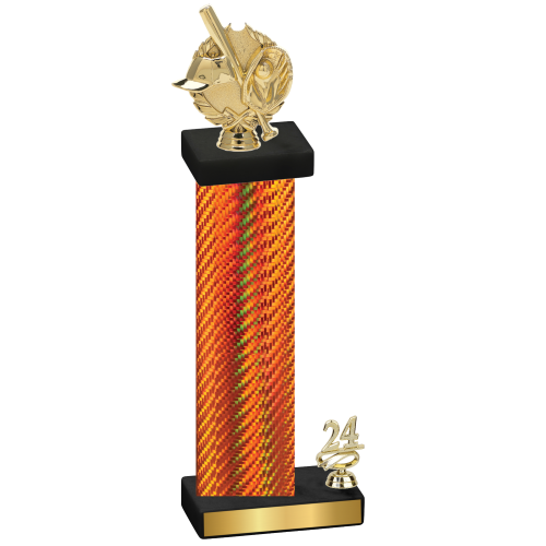 Accented Single Orange Carbon Fiber Year Baseball Trophy