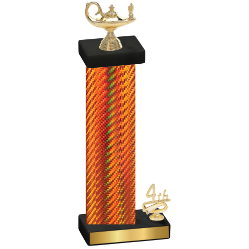 Accented Single Orange Carbon Fiber Fourth Place Academics Trophy