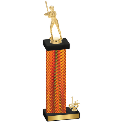 Accented Single Orange Carbon Fiber First Place Softball Trophy