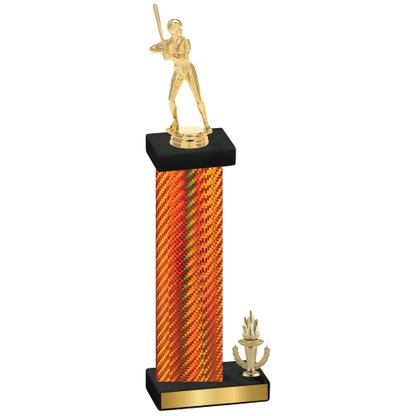 Accented Single Orange Carbon Fiber Victory Softball Trophy