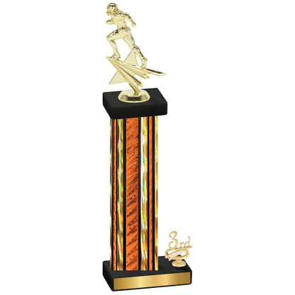 Accented Single Orange Glacier Third Place Football Trophy