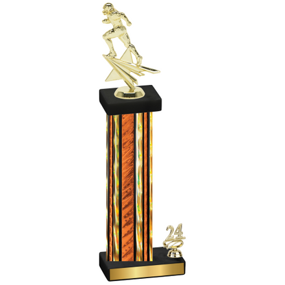 Accented Single Orange Glacier Year Football Trophy