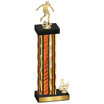 Accented Single Orange Glacier Third Place Soccer Trophy