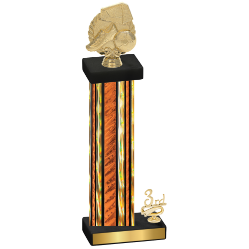 Accented Single Orange Glacier Third Place Soccer Trophy