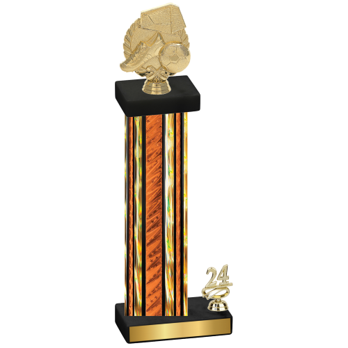 Accented Single Orange Glacier Year Soccer Trophy