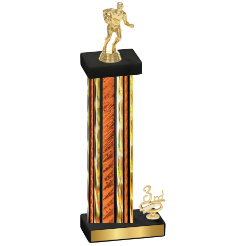 Accented Single Orange Glacier Third Place Rugby Trophy