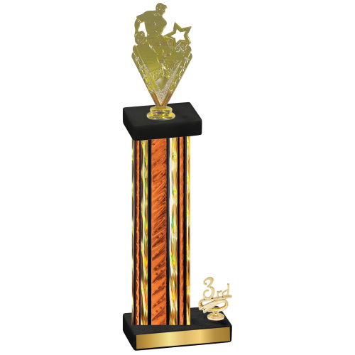 Accented Single Orange Glacier Third Place Rugby Trophy