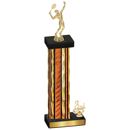 Accented Single Orange Glacier Third Place Tennis Trophy