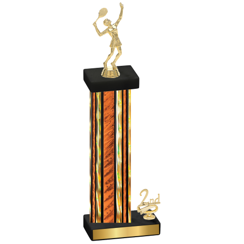 Accented Single Orange Glacier Second Place Tennis Trophy