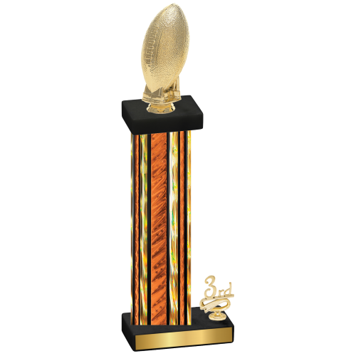 Accented Single Orange Glacier Third Place Football Trophy