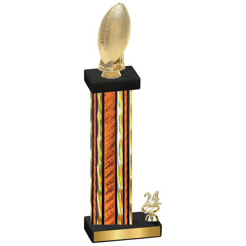 Accented Single Orange Glacier Year Football Trophy