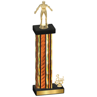 Accented Single Orange Glacier Third Place Wrestling Trophy