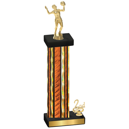 Accented Single Orange Glacier Second Place Volleyball Trophy