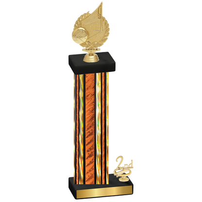 Accented Single Orange Glacier Second Place Volleyball Trophy