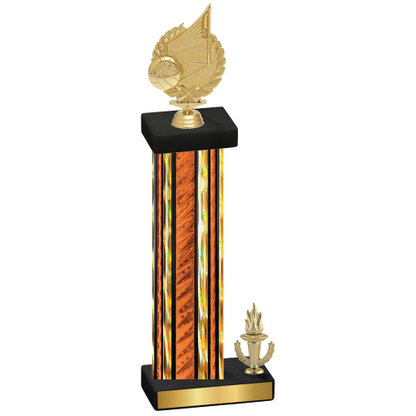 Accented Single Orange Glacier Victory Volleyball Trophy