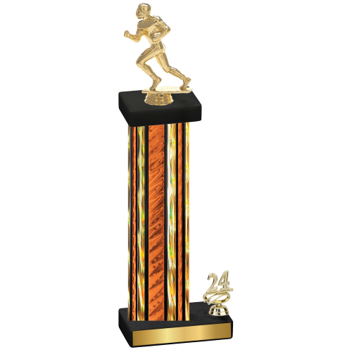 Accented Single Orange Glacier Year Football Trophy