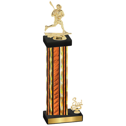 Accented Single Orange Glacier Third Place Lacrosse Trophy