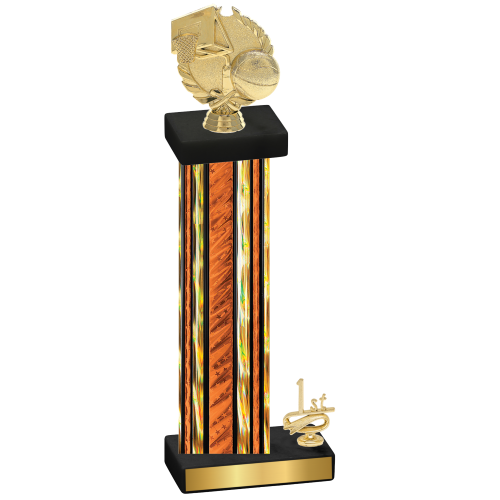 Accented Single Orange Glacier First Place Basketball Trophy