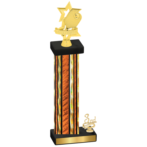 Accented Single Orange Glacier Third Place Pickleball Trophy