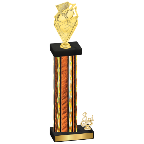 Accented Single Orange Glacier Third Place Pickleball Trophy