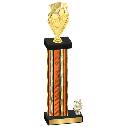 Accented Single Orange Glacier Year Pickleball Trophy