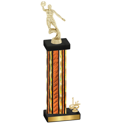 Accented Single Orange Glacier First Place Basketball Trophy