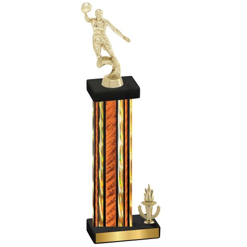 Accented Single Orange Glacier Victory Basketball Trophy