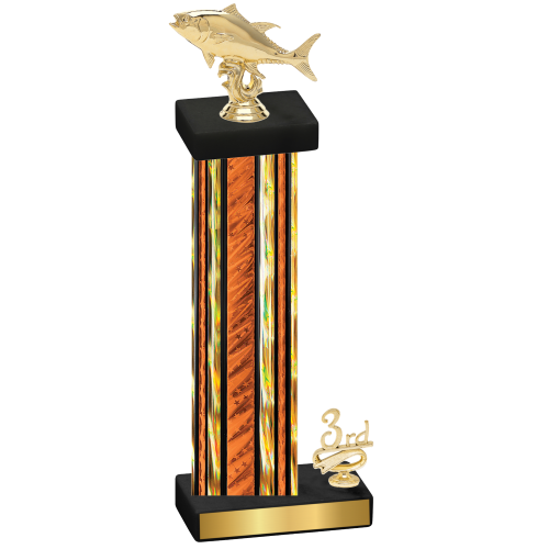 Accented Single Orange Glacier Third Place Fishing Trophy