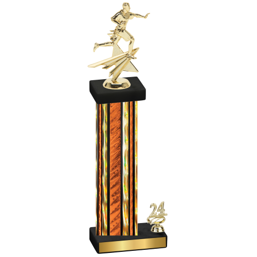 Accented Single Orange Glacier Year Flag Football Trophy